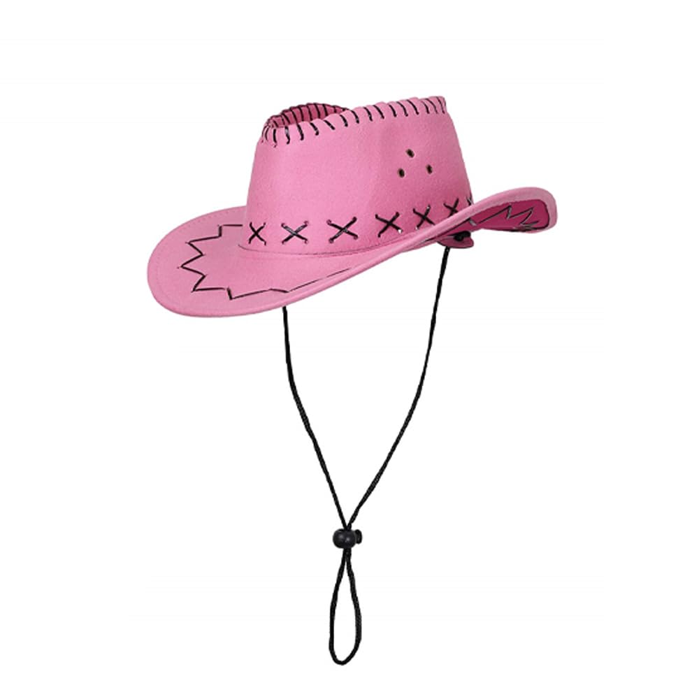 yolsun Cowgirl Costume for Girls Western Cowgirl Outfit with Hat and Bandanna Halloween Theme Party and Role Play (3-4 Years, Pink)