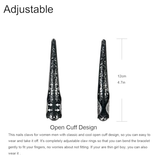 Xiao Cheng Ming Zhu Long Finger Claw Gloves Black paw gloves, scary vampire witch demon crow Halloween Cat nail rings Cosplay costume accessories For women costume (gloves & 10pcs claws)