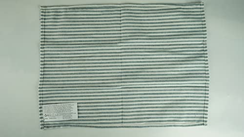 INFEI Plain Striped Cotton Linen Blended Dinner Cloth Napkins - Set of 12 (40 x 30 cm) - for Events & Home Use (Ocean)