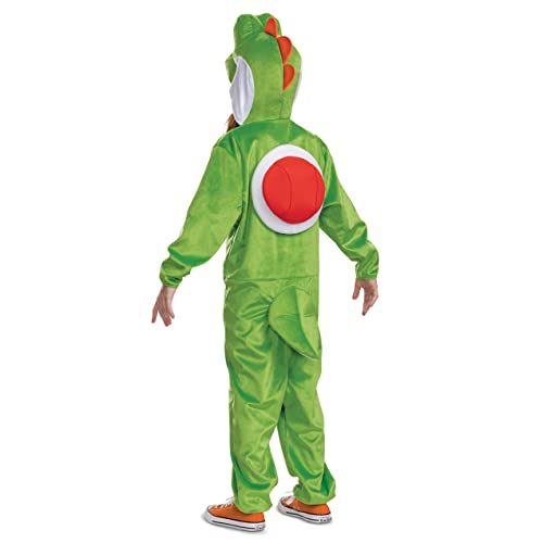 Yoshi Costume Hooded Jumpsuit, Official Super Mario Character Costume for Kids, Size (7-8)