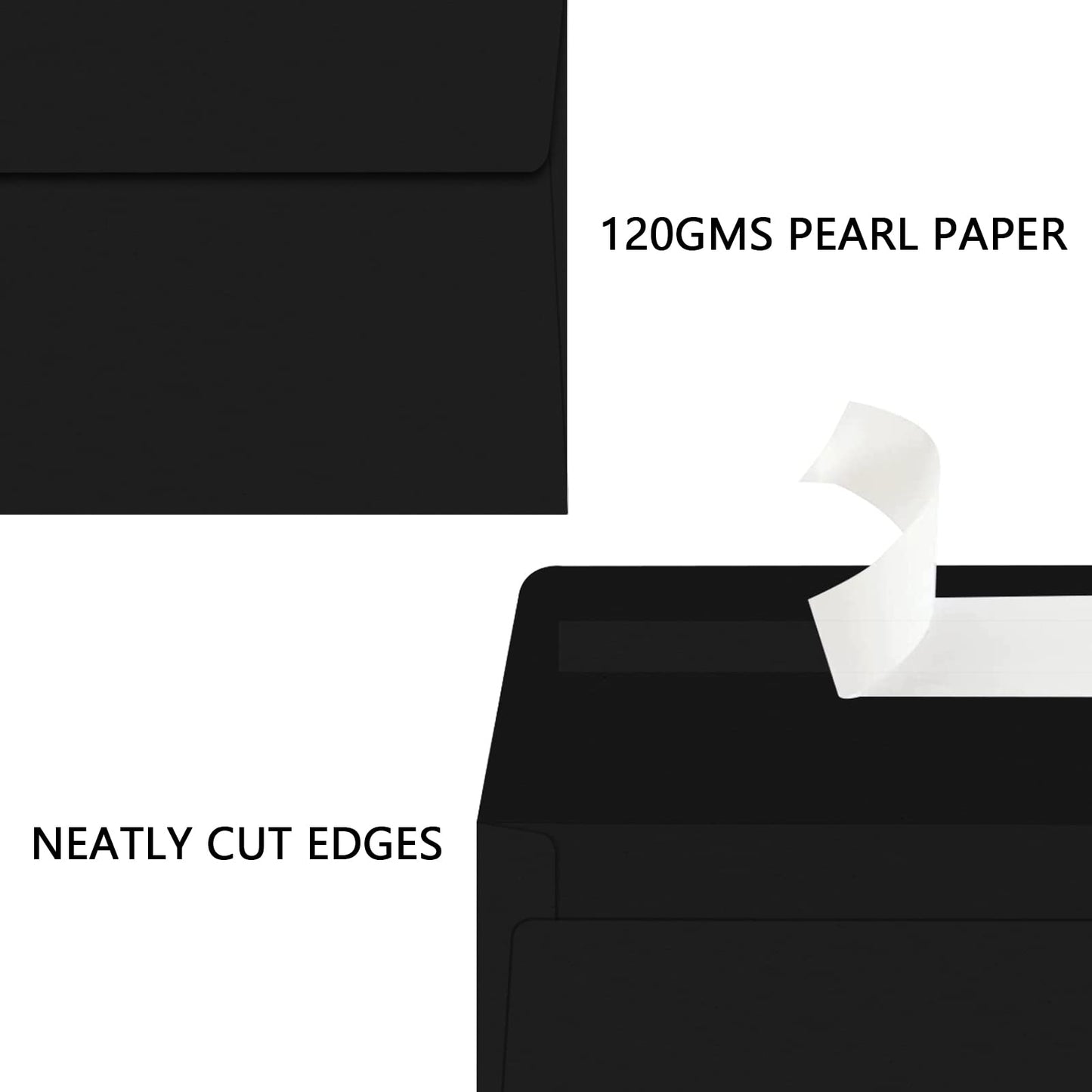 YINUOYOUJIA 50 Packs of A7 envelopes for invitation, 5x7 envelopes for Cards-Self Seal, Square Flap, Great for Wedding, Baby Shower, Mailing, Birthday Party (black)