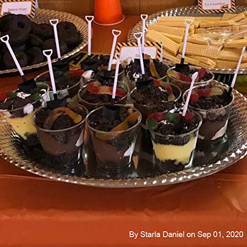 Z ZICOME Novelty Disposable Plastic Shovel Shape Dessert Spoon, Set of 50