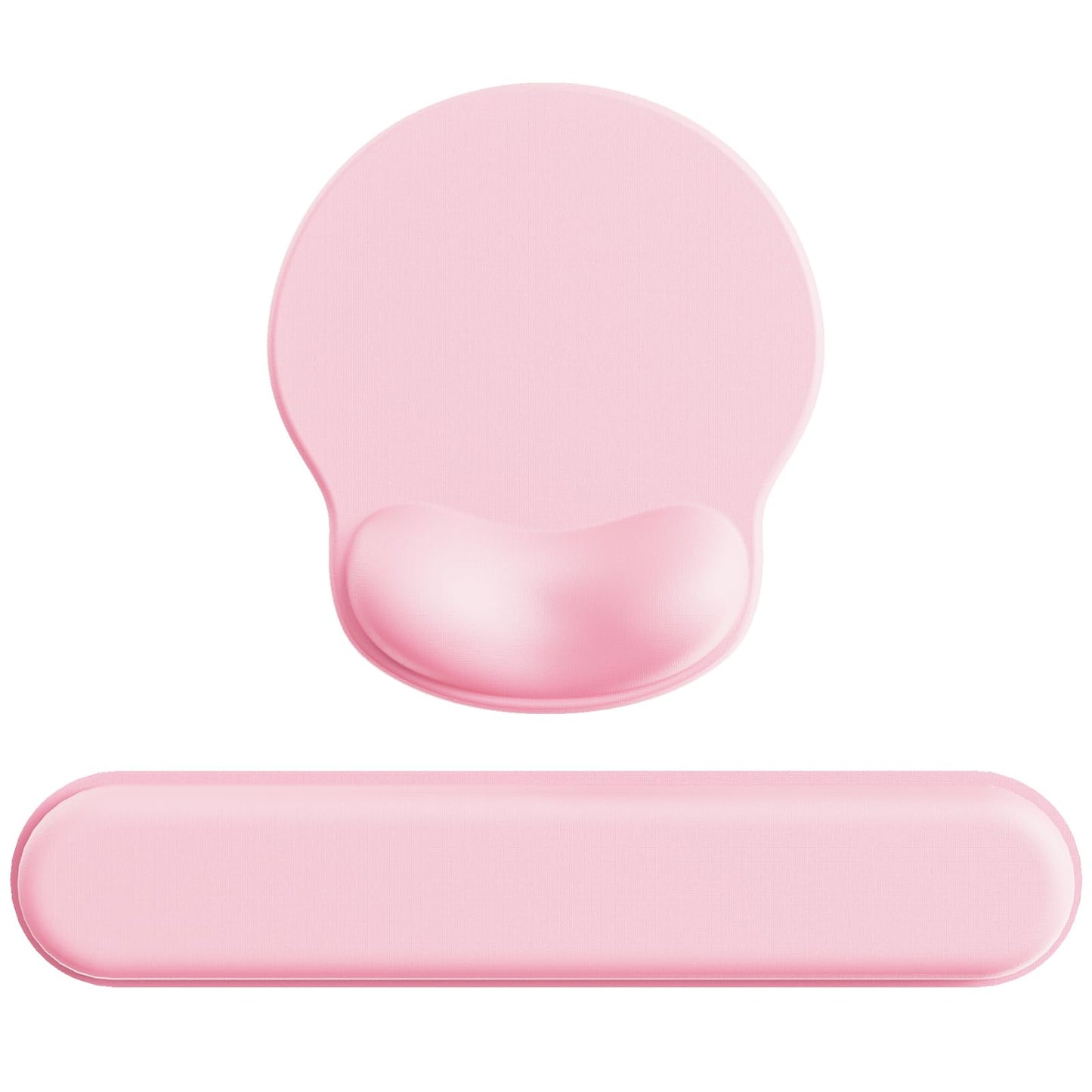 Laborio Ergonomic Mouse Pad Wrist Support Set, Memory Foam Keyboard Wrist Rest Set, Relieve Wrist Pain Keyboard Pad, Non-Slip Base Mousepad(Pink Set)