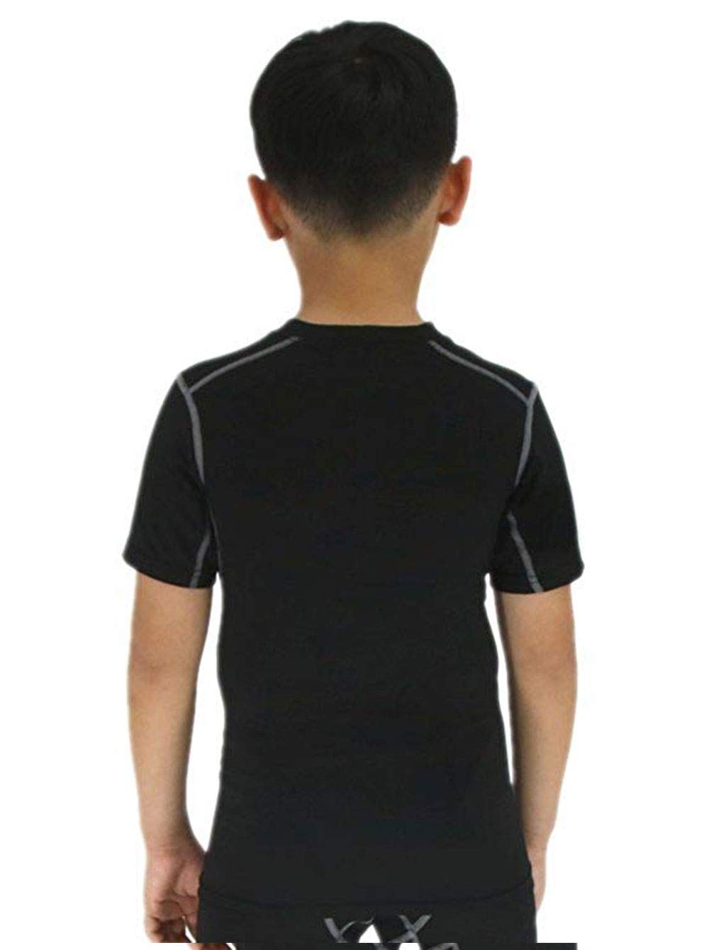 LANBAOSI Boy's Compression Shirts Child's Short Sleeve Base Layer Tops Black 7