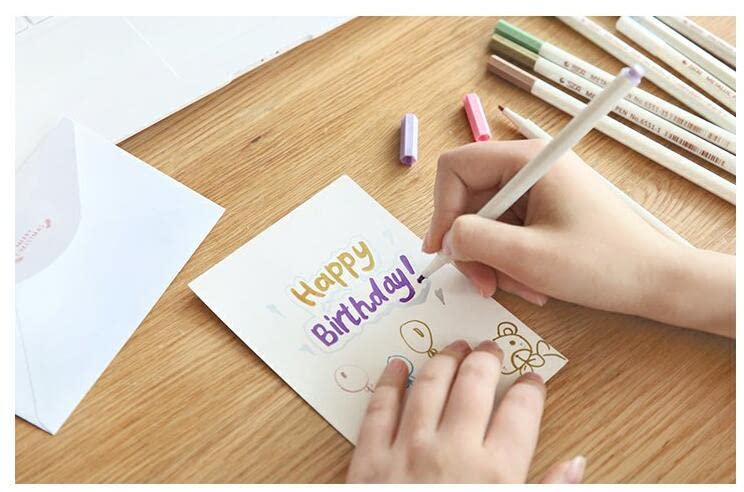 YUANCHENG Metallic Marker Pens, Set of 12 Colors Fine Point Metallic Marker Pens for Black Paper, Rock Painting, Easter Egg, Halloween Pumpkin, Card Making, Ceramics, DIY Photo Album
