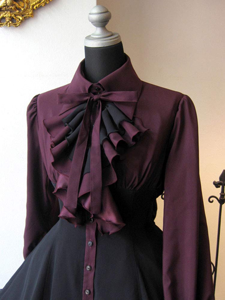 ZZEQYG Women Girls Gothic Lolita Victorian Dress Polyester Ruffle Dress with Bows (S, Black)