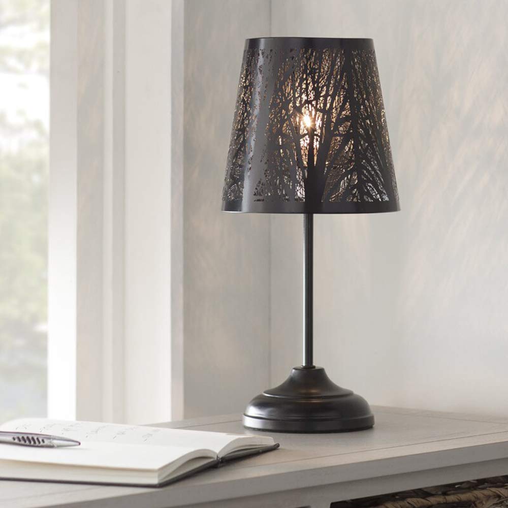 ZQQLITE Touch Control Table Lamp, Led Lights Mini Lamps with Pattern of Trees for Nightstand,dimmable 3-Levels Brightness, Lamp for Bedroom, Bedside, Desk Lamps for Home, Living Room, Office (Black)