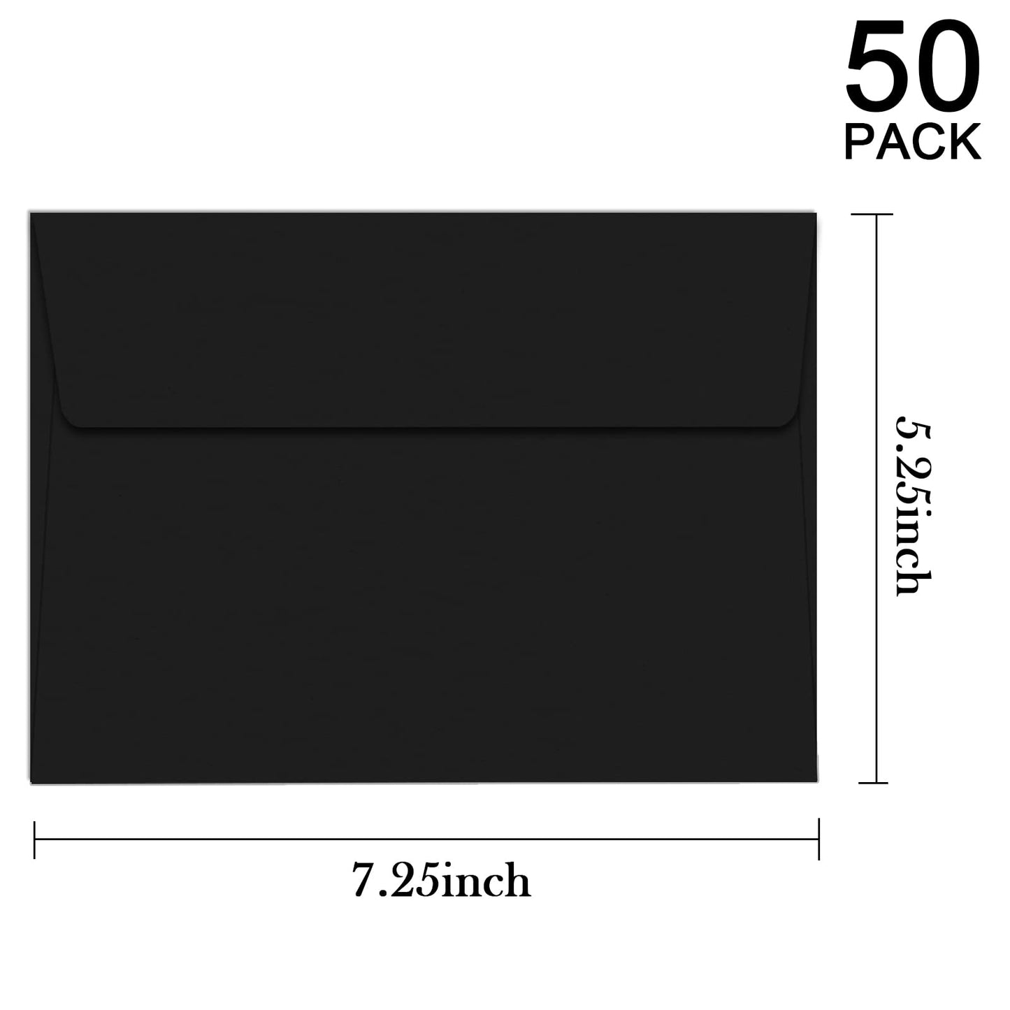 YINUOYOUJIA 50 Packs of A7 envelopes for invitation, 5x7 envelopes for Cards-Self Seal, Square Flap, Great for Wedding, Baby Shower, Mailing, Birthday Party (black)