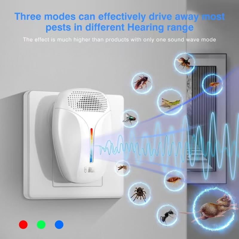 2024 Upgraded Ultrasonic Repeller & Insect Indoor Repeller,Ultrasonic and Repellent for Roach,Rodent,Mouse,Bugs,Mosquito,Mice,Spider,Ant,3 Mode Switching,6 Packs