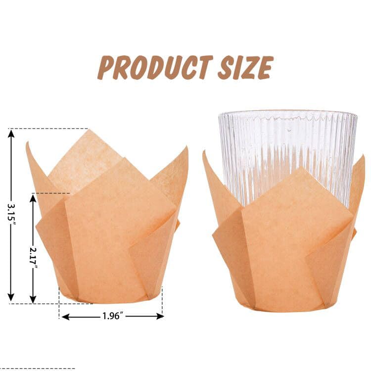 200Pcs Tulip Cupcake Liners Muffin Baking Liners Holders Premium Baking Cups Cupcake Wrappers Christmas Cupcake Lliners for Weddings, Birthdays, Anniversaries, and Special Occasions(Natural)