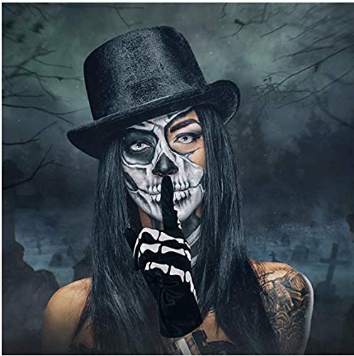 XUECHEN Halloween Skeleton Gloves,Unisex Skull Full Finger Gloves,for Costume Cosplay Men Women Accessories