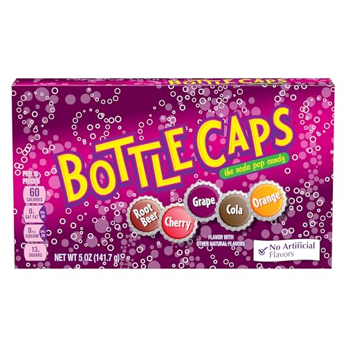 Wonka Bottle Caps, Fizzy Hard Candy, 5 Ounce Theater Candy Boxes (Pack of 10)