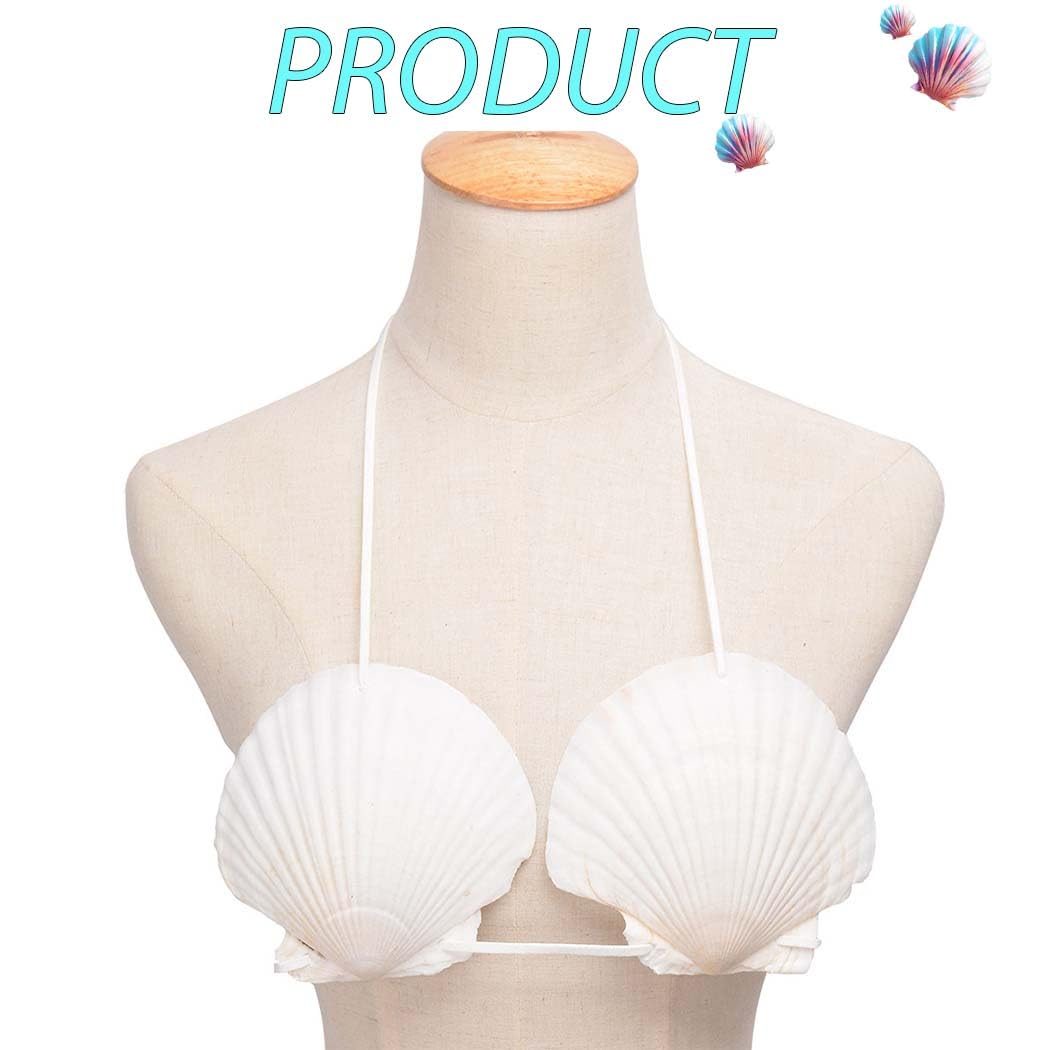 Zoestar Shell Bra Mermaid Seashell Bikini Top for Women (White)