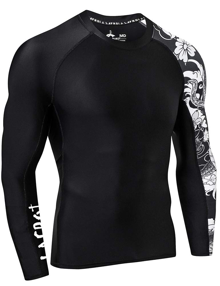 LAFROI Men's Long Sleeve UPF 50+ Baselayer Skins Performance Fit Compression Rash Guard-CLYYB Asym Dragon Size MD