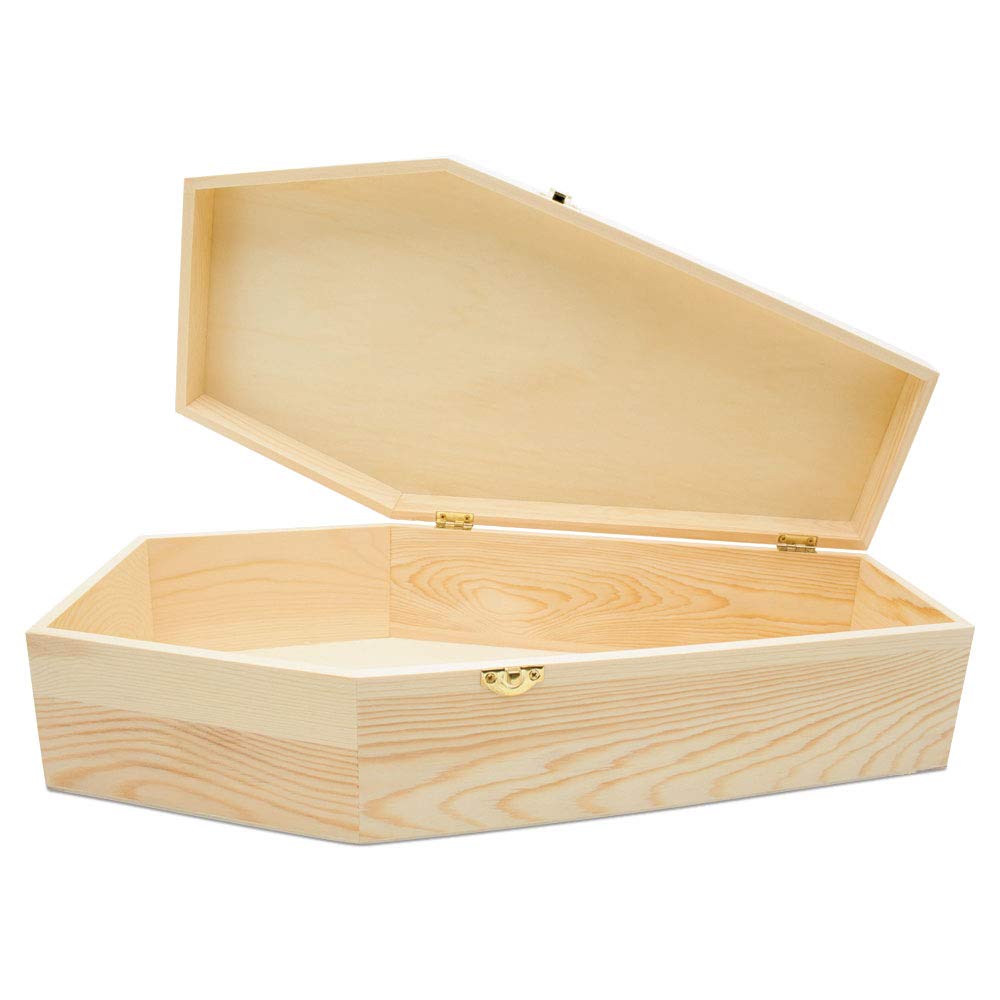 Woodpeckers Large Halloween Coffin Box Unfinished Wood, 17-3/4 inch, 1-Pack, for Halloween Crafts, Gift Box, Party Décor, or Pet Casket