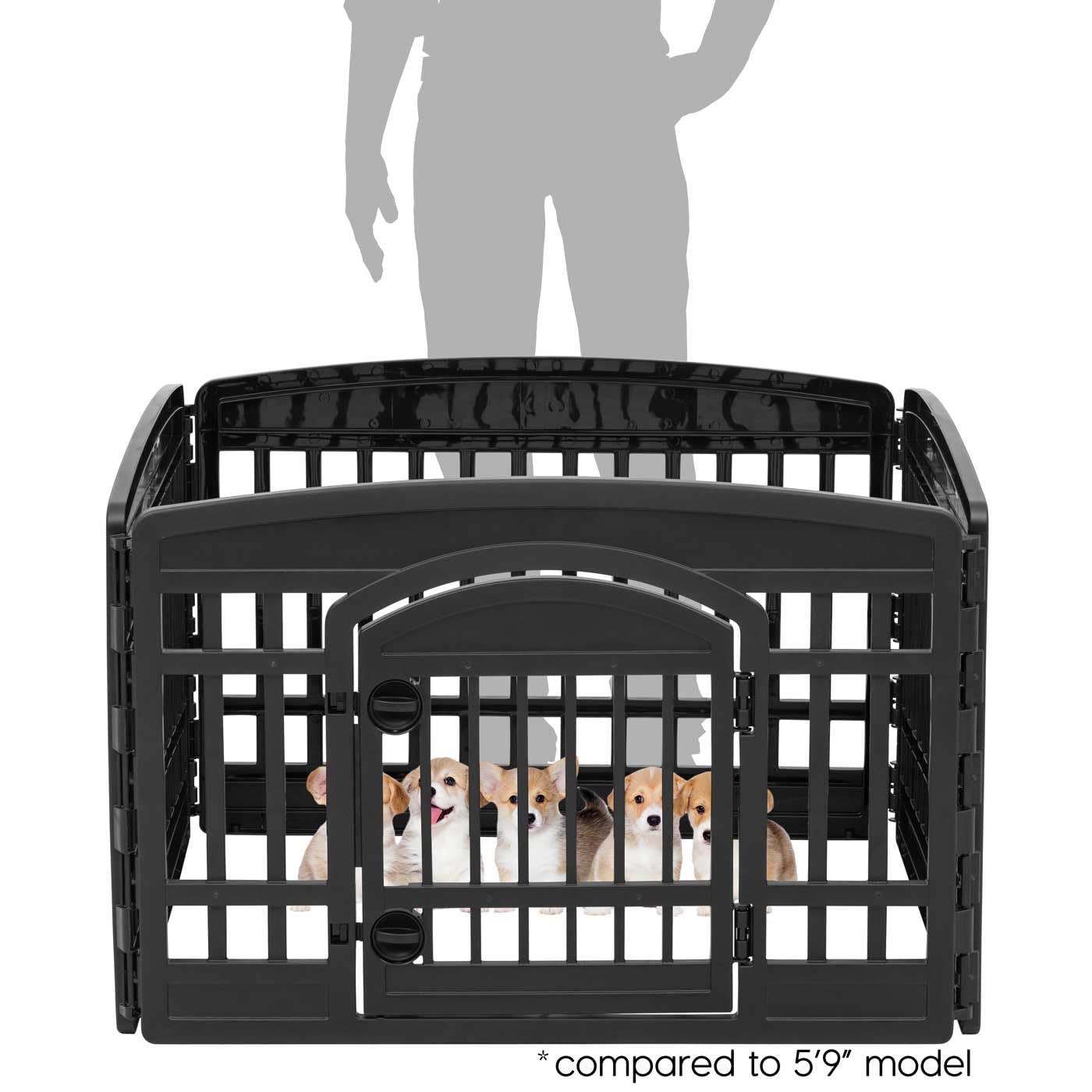 IRIS USA 24" 4-Panel Dog Playpen with Door, 35 x 35 x 24, Puppy Playpen, Dog Play Pen Indoors, Pet Fence, Puppies/Small Dogs, Black
