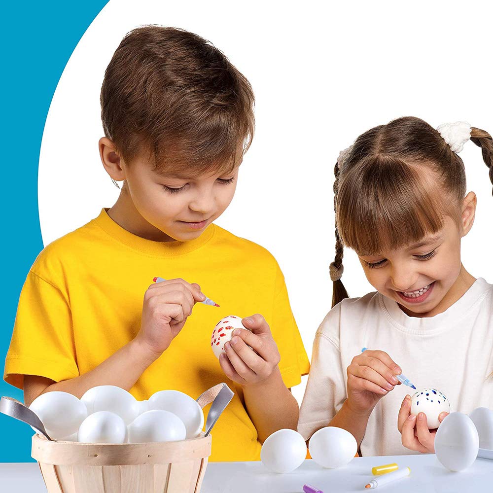 YTYKINOY 30pcs 2-3/8" Blank White Plastic DIY Easter Eggs