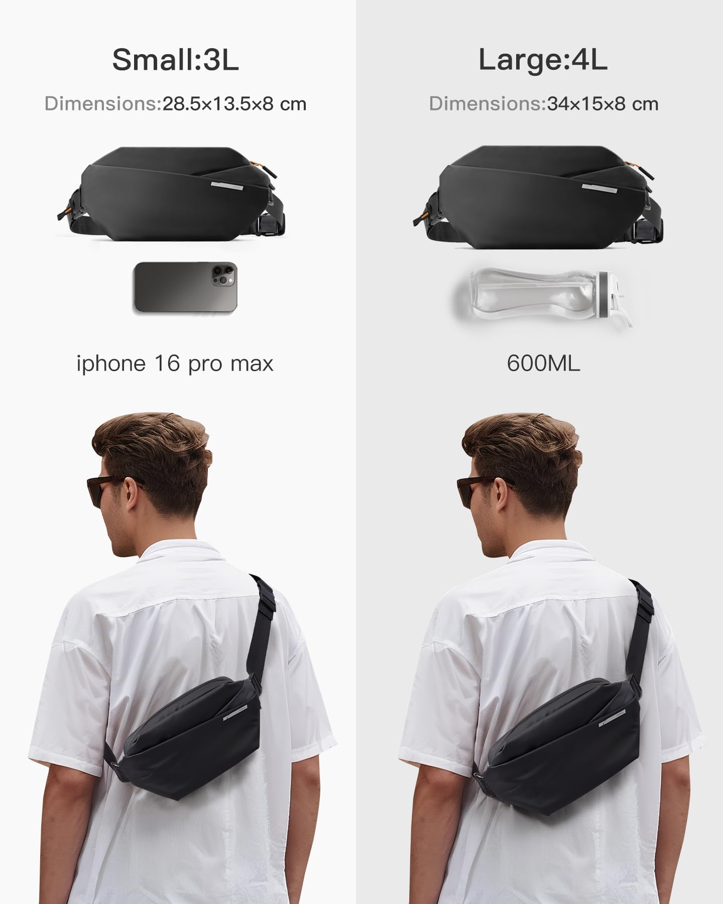 Inateck Sling Bag X, Compact Chest Bag Men Women Waterproof Bum Bag Chest Bags Shoulder Bag Crossbody Bag for Everyday Travel Hiking