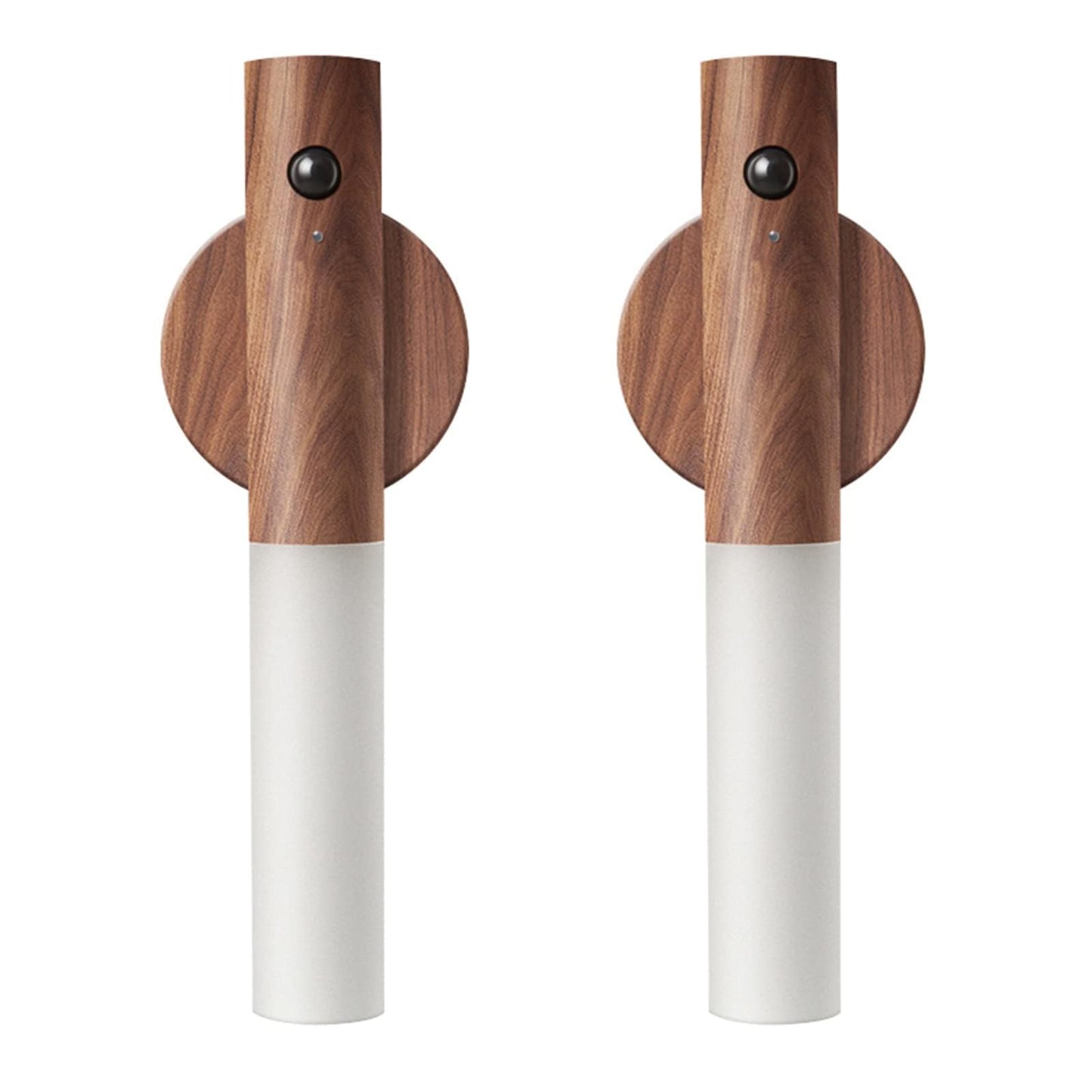 LANDGOO Wooden Motion Sensor Lights Indoor, Magnet Body Hallway Rechargeable LED Wireless Battery Operated Wall Sconce, Portable Decor Torch Night Lighting for Bedroom (Walnut Wood 2PCS)
