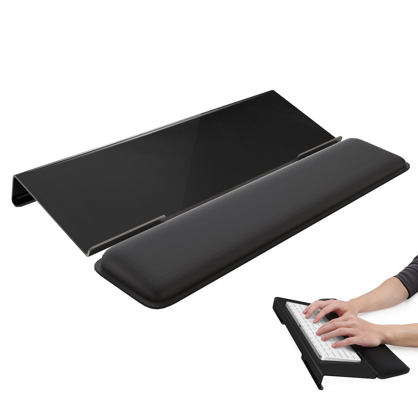 Laborio Computer Keyboard Wrist Rest Stand for Desktop, Keyboard Holder for Easy Typing with Wrist Pad for Office Desk, Home, School (Black)