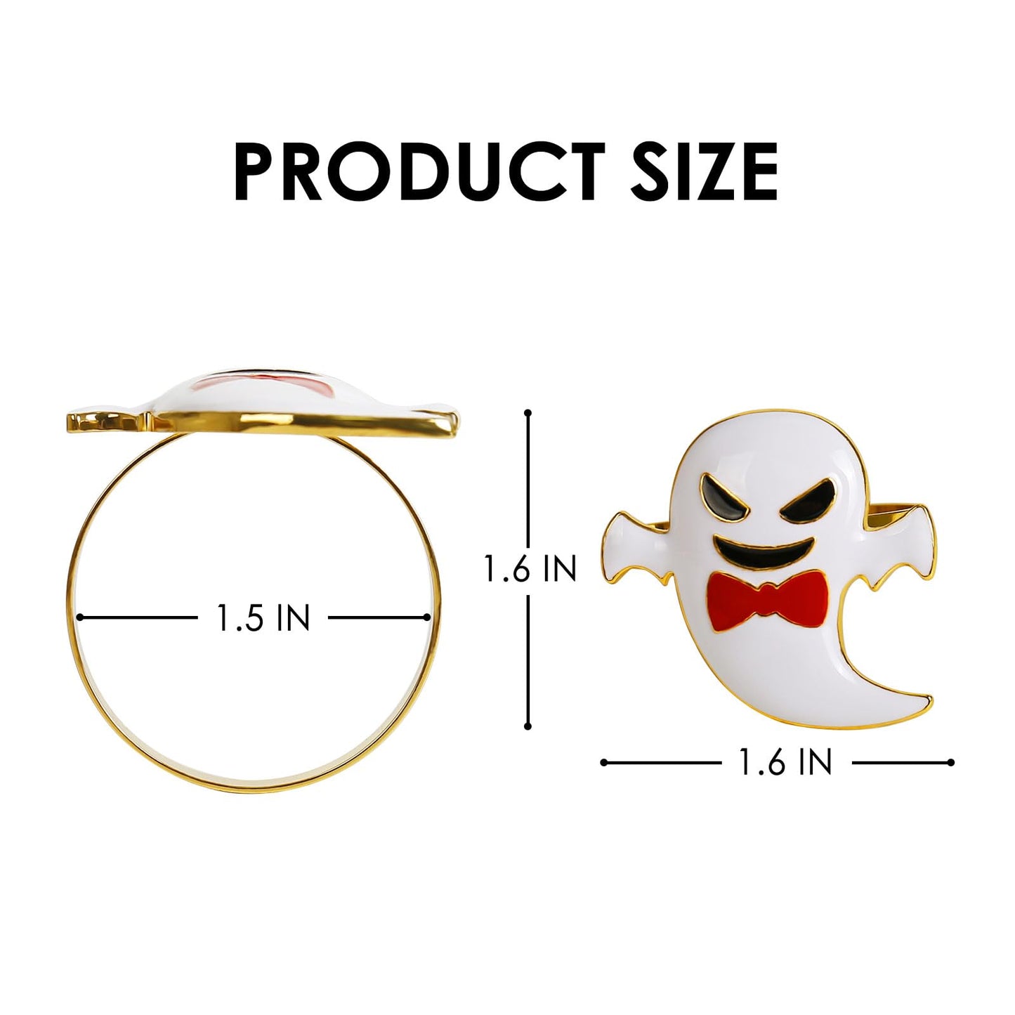 wonlex Halloween Napkin Rings Set of 6, White Ghost Napkin Buckle Holder for Thanksgiving Holiday Patty Table Decor (Elf)
