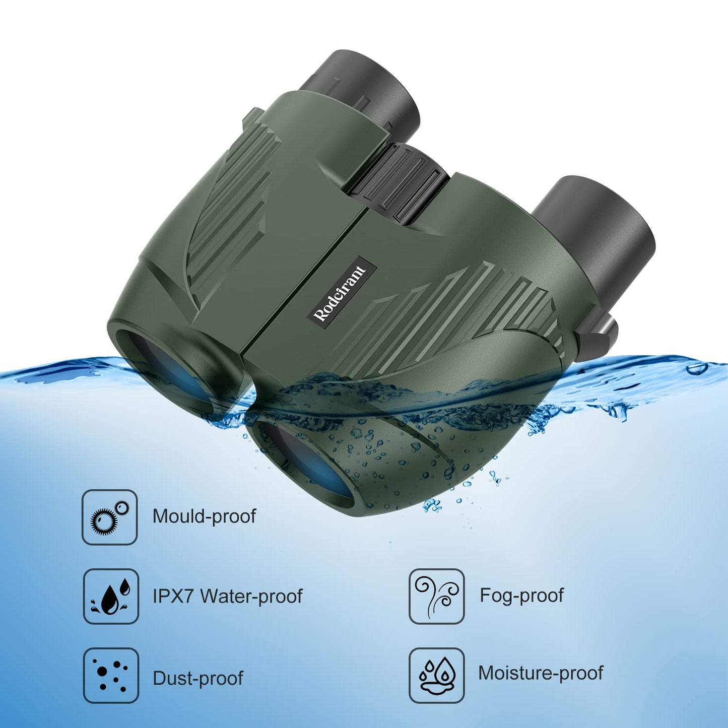20X25 Compact Binoculars for Adults and Kids,Large Eyepiece Waterproof Binocular,Easy Focus Small Binoculars for Bird Watching,Hiking and Concert, Green