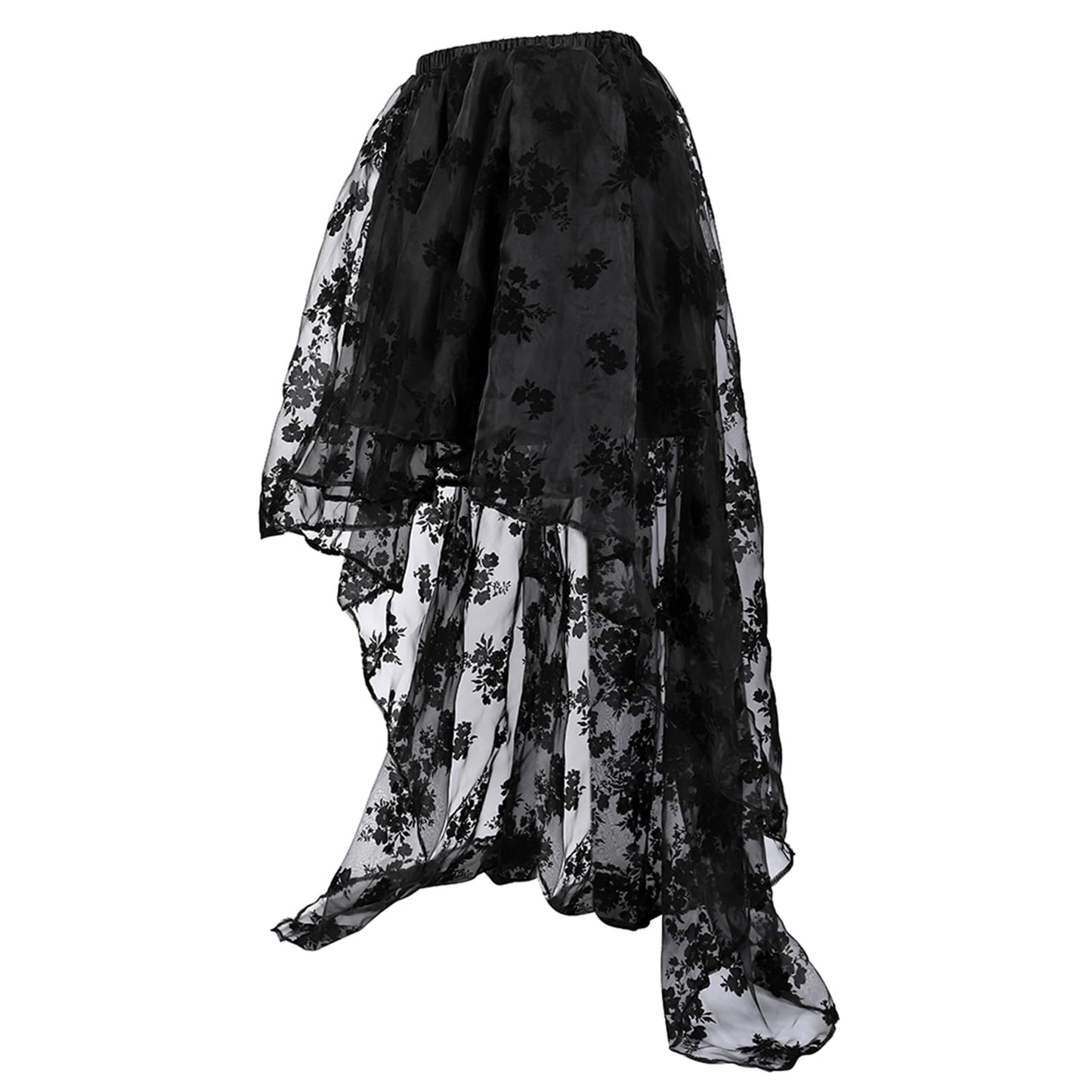 Zhitunemi Women's Steampunk Costume Victorian Skirt Corset Dress for Girls Plus Size Wedding Dressing Ruffle High Low Outfits Black XL
