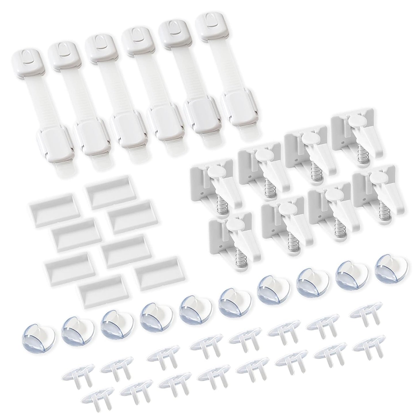 Inaya Complete Baby Proofing Kit - Child Safety Hidden Locks for Cabinets & Drawers, Adjustable Safety Latches, Corner Guards and Outlet Covers - Baby Proof Pack to Keep Your Child Safe at Home