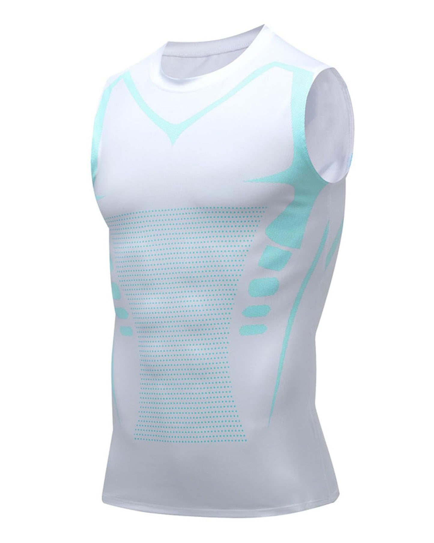 XINGCOOL Compression Shirt Men Slimming Body Shaper Vest Crewneck Workout Shirts Tummy Control Undershirts White