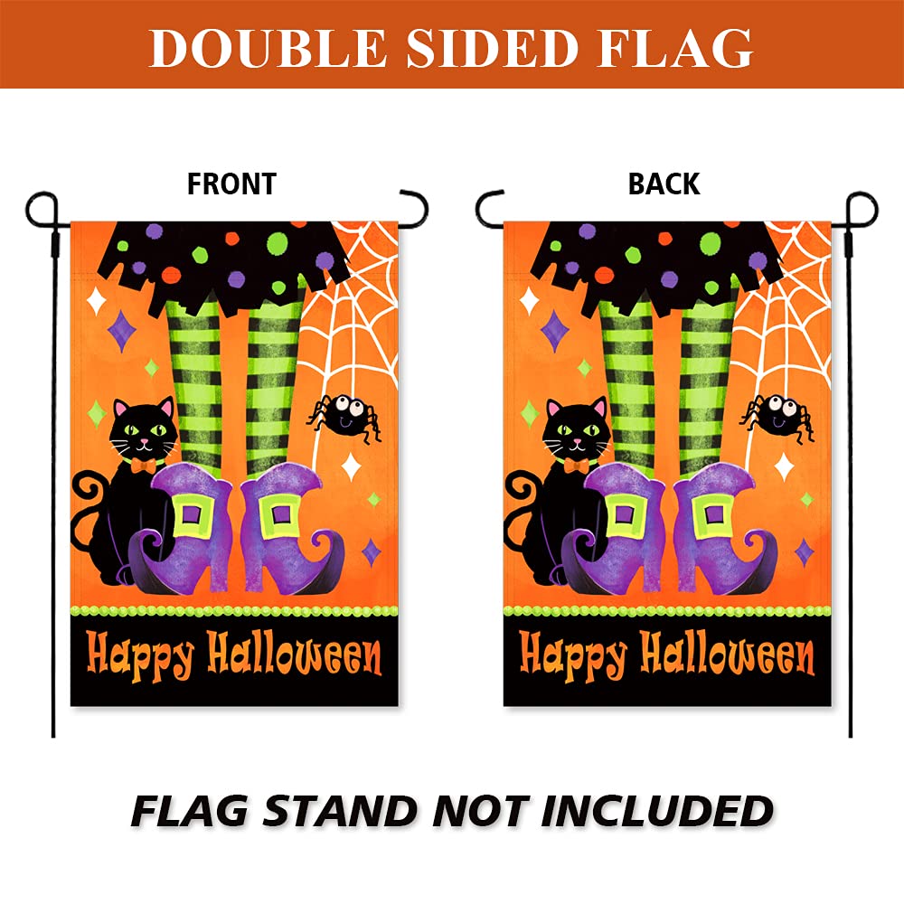 YMYIELD Happy Halloween Garden Flag 12x18 Inch Double Sided Trick or Treat Yard Outdoor Decoration
