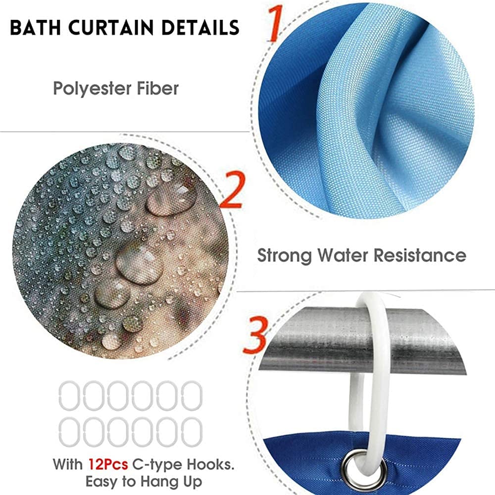 4PCS Halloween Shower Curtain Set with Non-Slip Rug, Toilet Lid Cover and Bath Mat, Moon Night Forest Pumpkin Shower Curtain with 12 Hooks, Waterproof Shower Curtain for Halloween Bathroom Decor