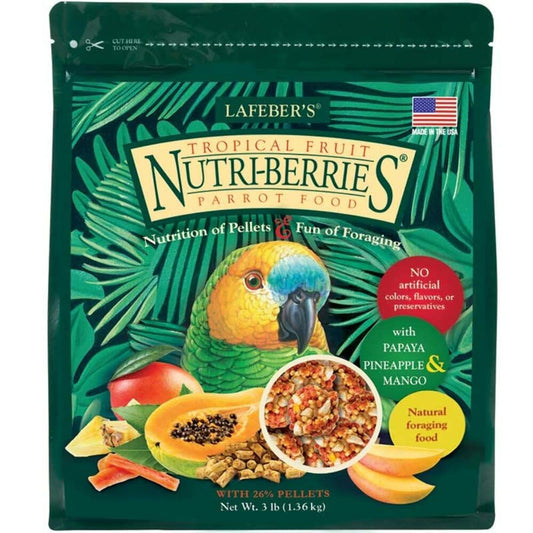 LAFEBER'S Tropical Fruit Nutri-Berries Pet Bird Food, Made with Non-GMO and Human-Grade Ingredients, for Parrots, 3 lb