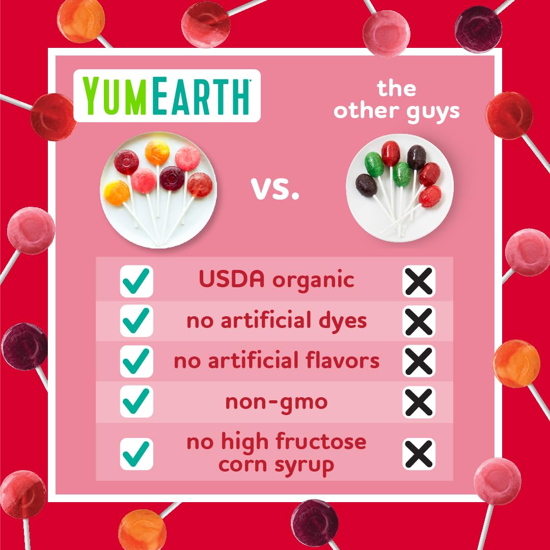 YumEarth Organic Pops Variety Pack, 250 Fruit Flavored Favorites Lollipops, Allergy Friendly, Gluten Free, Non-GMO, Vegan, No Artificial Flavors or Dyes