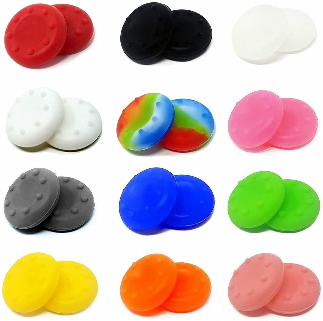24-Pack Anti-Slip Silicone Thumb Grips Caps | High-Sensitivity Joystick Silicone Accessories Replacement Parts for PS4, PS5, Xbox 360, Xbox One, Xbox Series X/S Controller