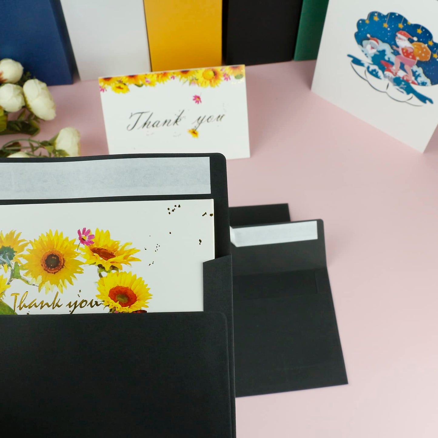 YINUOYOUJIA 50 Packs of A7 envelopes for invitation, 5x7 envelopes for Cards-Self Seal, Square Flap, Great for Wedding, Baby Shower, Mailing, Birthday Party (black)