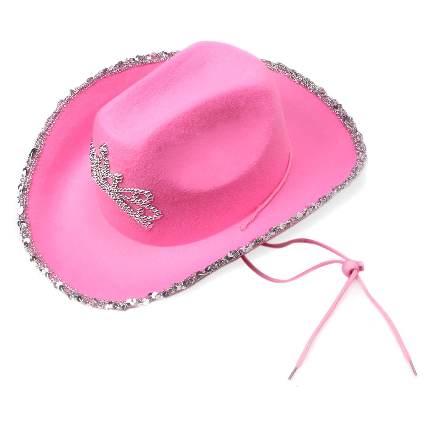 Yewong Pet Pink Cowboy Hat Costume Accessory Set Dog Cat Size Pink Cowgirl Princess Hat with Crown Tiara Bandana/Scarf for Cat Puppy Western Costume Daily Wearing Photo Props (Set A)