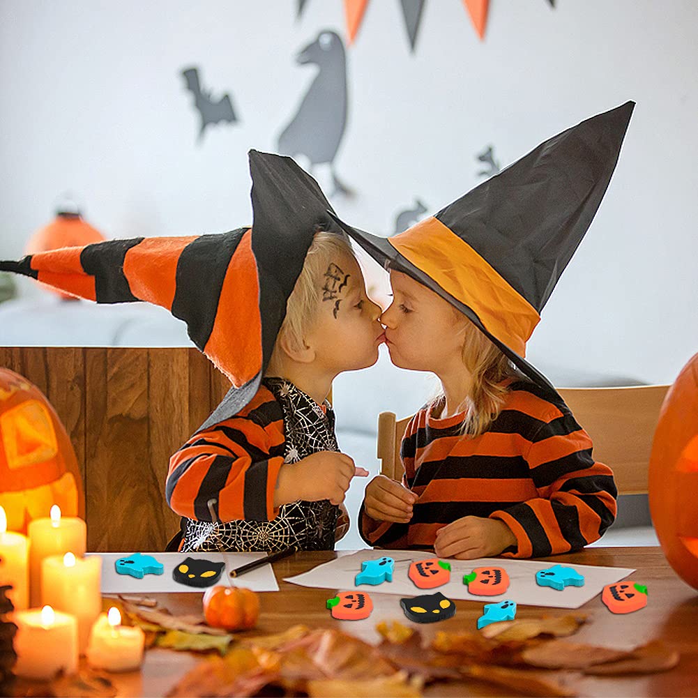 YGAOHF 60 Pack Mini Erasers - Cute Halloween Pumpkin Ghost Bat Erasers, Trick or Treat Party Favors, Halloween Decorations