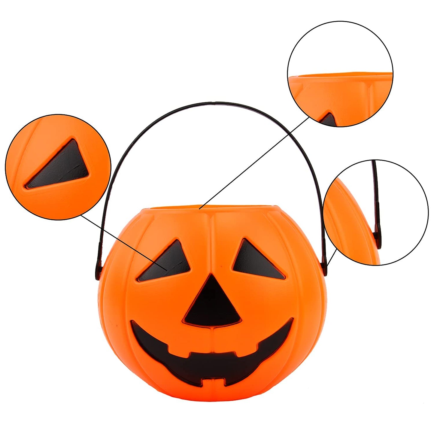 LOMIMOS 6pcs Halloween Pumpkin Bucket, Plastic Portable Multi-purposed Candy Holder for Party Favors Home Decoration Supplies