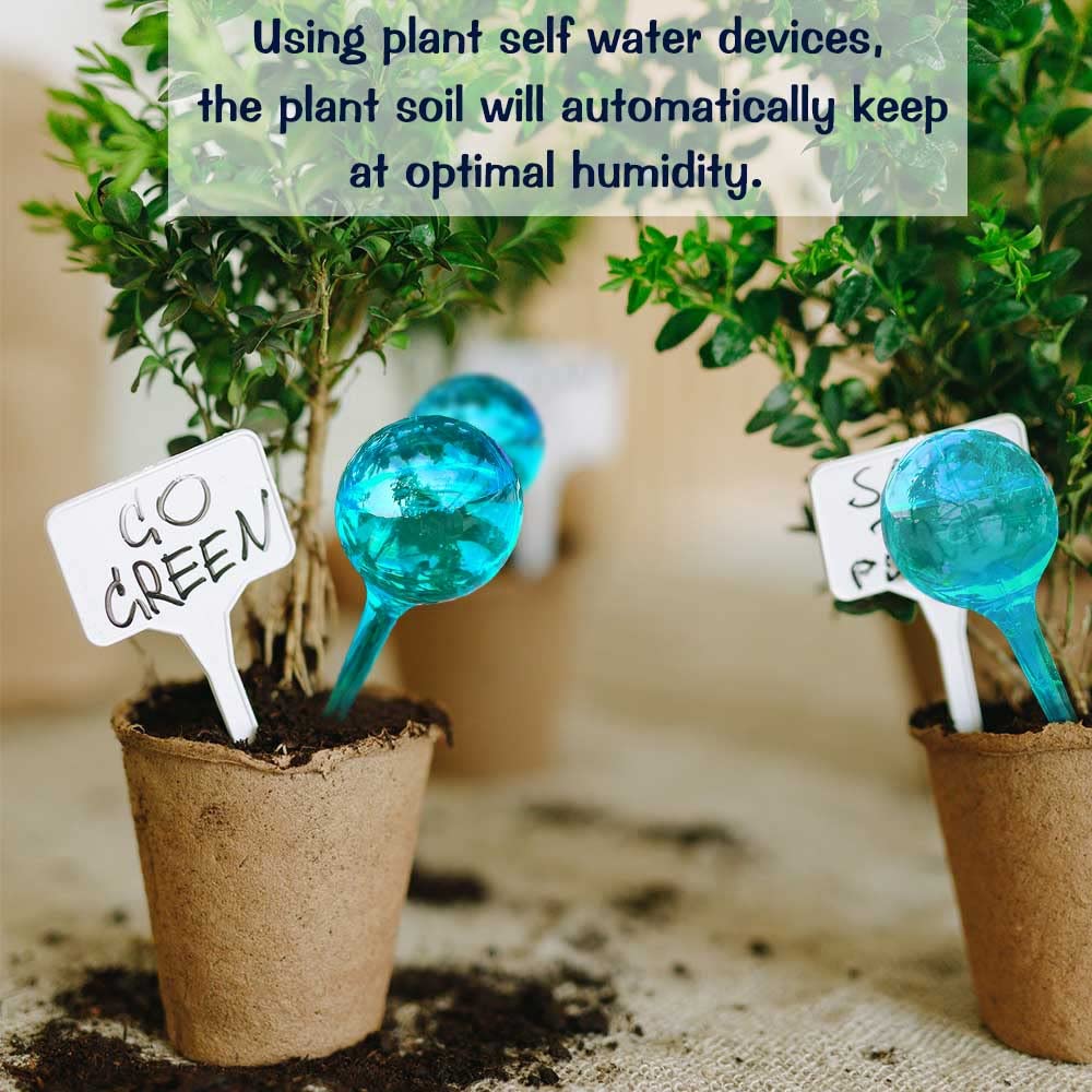 Logresy Plant Watering Stakes, Large 12pcs Flower Automatic Watering Bulbs, Plastic Plant Flower Self Watering Globes, Garden Self Watering Planter Insert for Daily Watering
