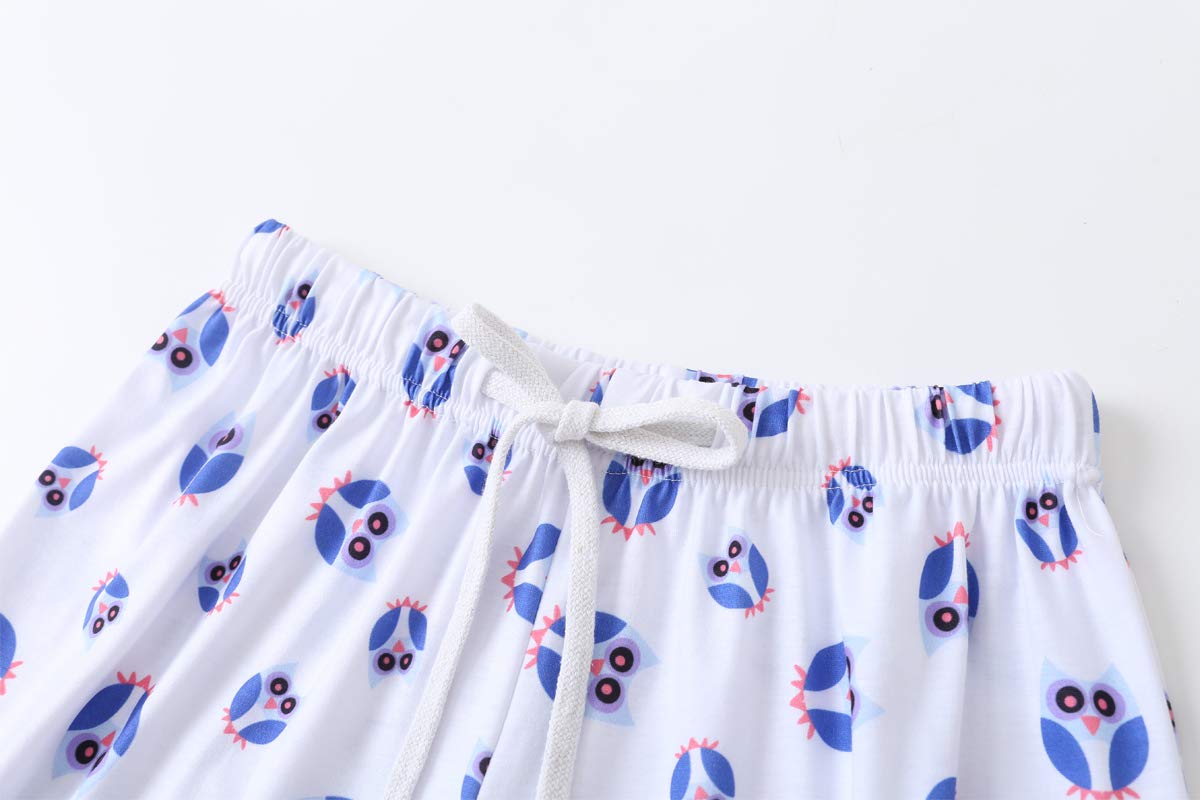 YIJIU Pajamas for Women Cute Owl Print Warm Sleepwear Two Piece Pajama Set, Owl, XXX-Large