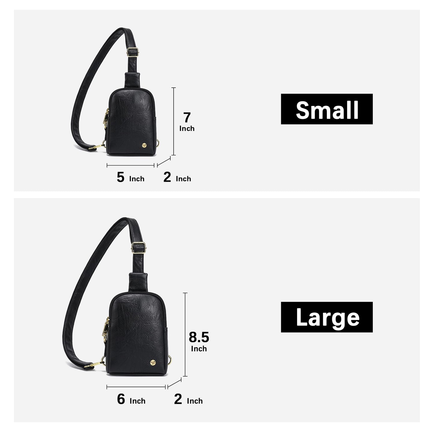 INICAT Sling Bag for Women Touchscreen Small Crossbody Cell Phone Purse Fanny Pack(White Brown Anti Theft Small)