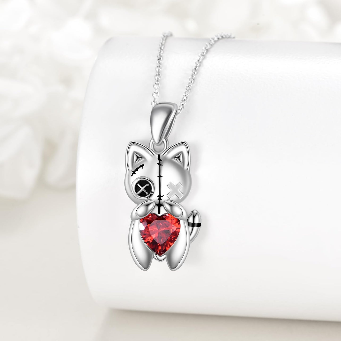 YFN Voodoo Cat Necklace Sterling Silver Gothic Pendant Witch Jewelry Witchy Gifts for Women