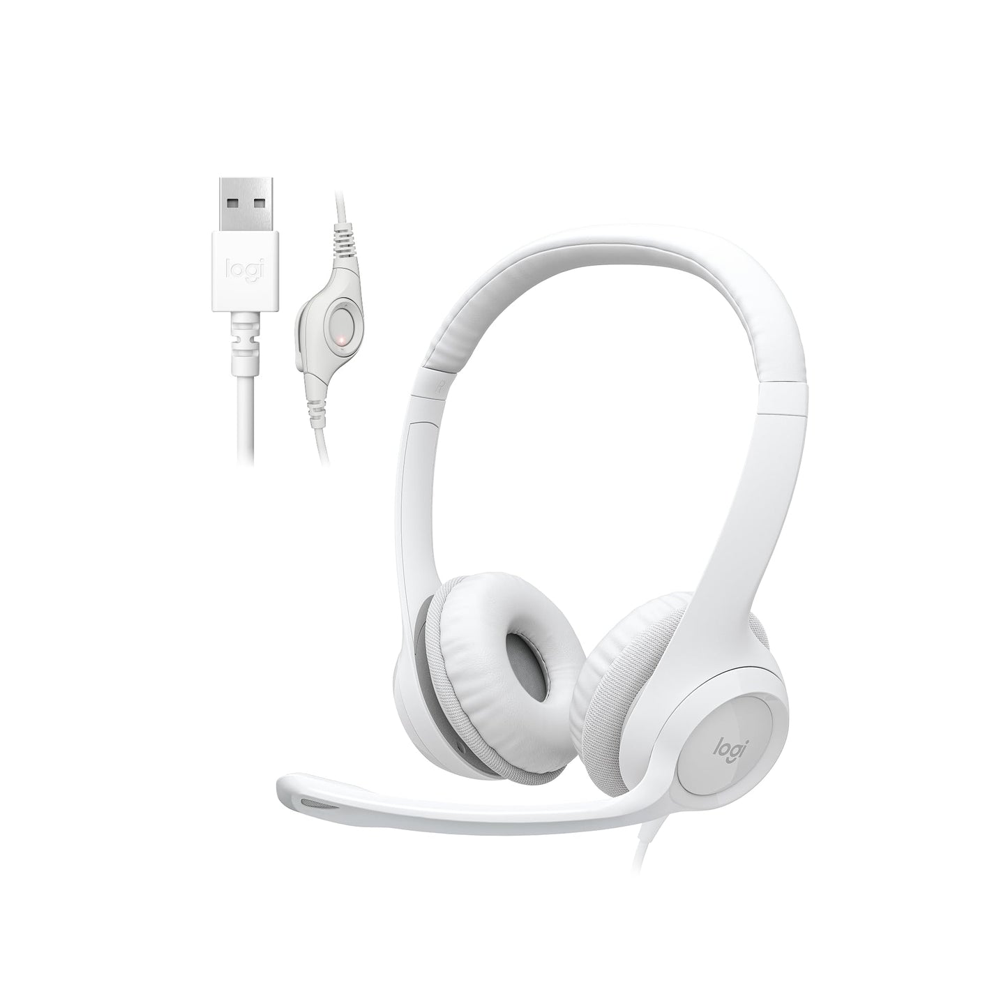 Logitech H390 Gaming Headphones, Wired Headphones with Mic, USB Headset with Microphone for PC, Noise Cancelling Microphone for Video Meetings, Music, Gaming - Off White
