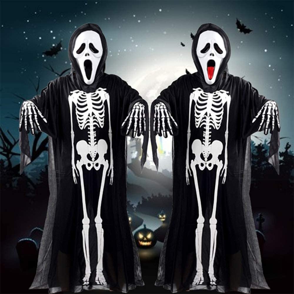 XUECHEN Halloween Skeleton Gloves,Unisex Skull Full Finger Gloves,for Costume Cosplay Men Women Accessories