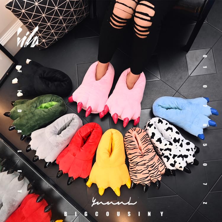 YUNZLAN Unisex Monster Feet Slippers Soft Dino Slippers Animal Claw Paw Shoes for Men Women Boy Girl Home Halloween Party Cosplay Costume Footwear