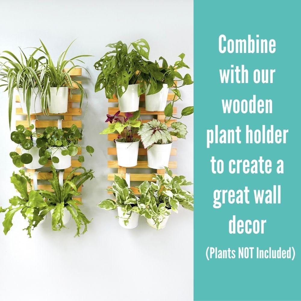 LaLaGreen Hanging Planters - 10 Pack, 4 Inch Balcony Railing Hanging Herb Garden Wall White Metal Bucket Fence Planter for Outdoor Plants Flower Pot Deck Rail Porch Window Box Hooks Macetas Colgante