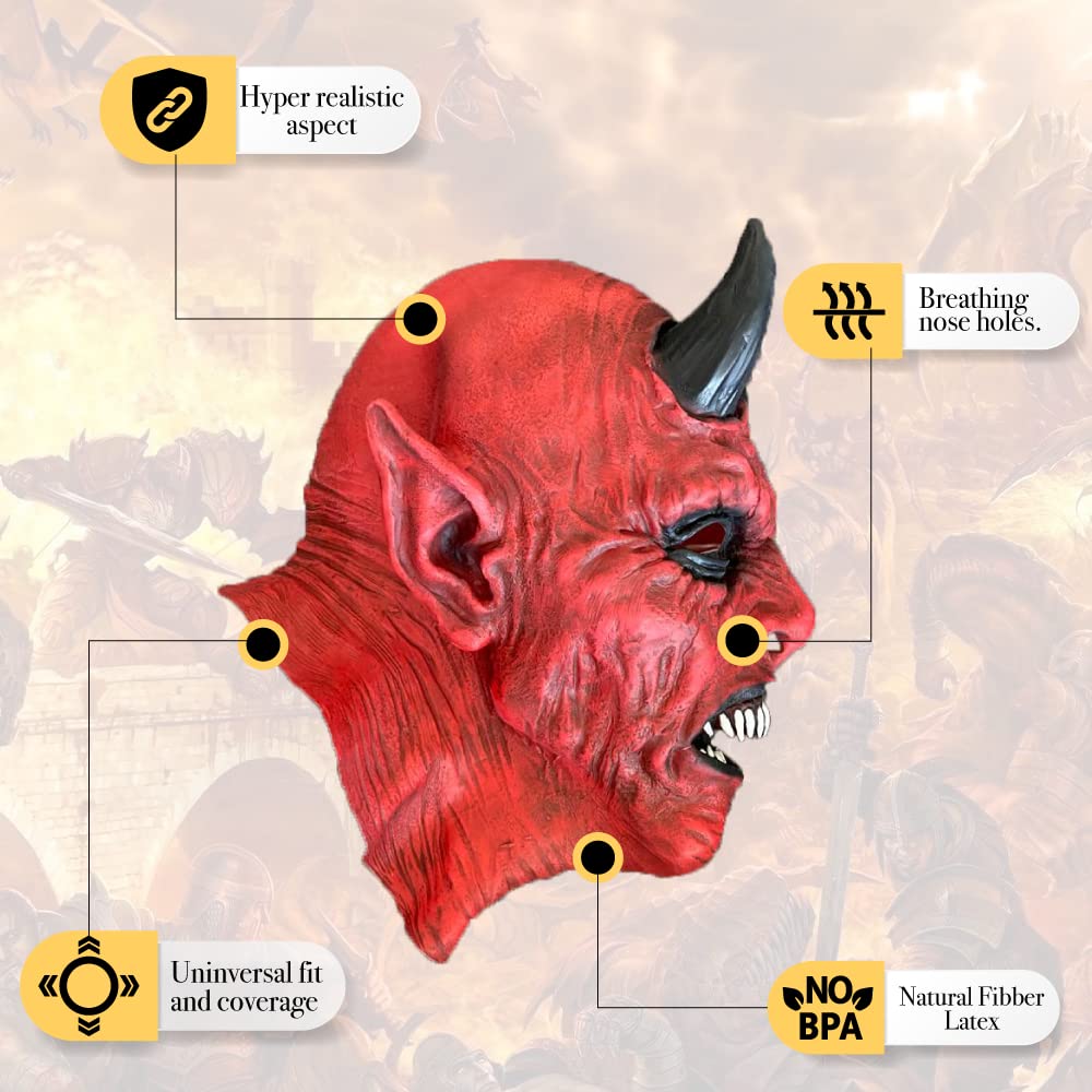Zadin Algol Devil Mask,Demon Face For Men,Halloween Horror Mask for Adults, Devil Costume, Satan Lucifer Dracula Masquerade
