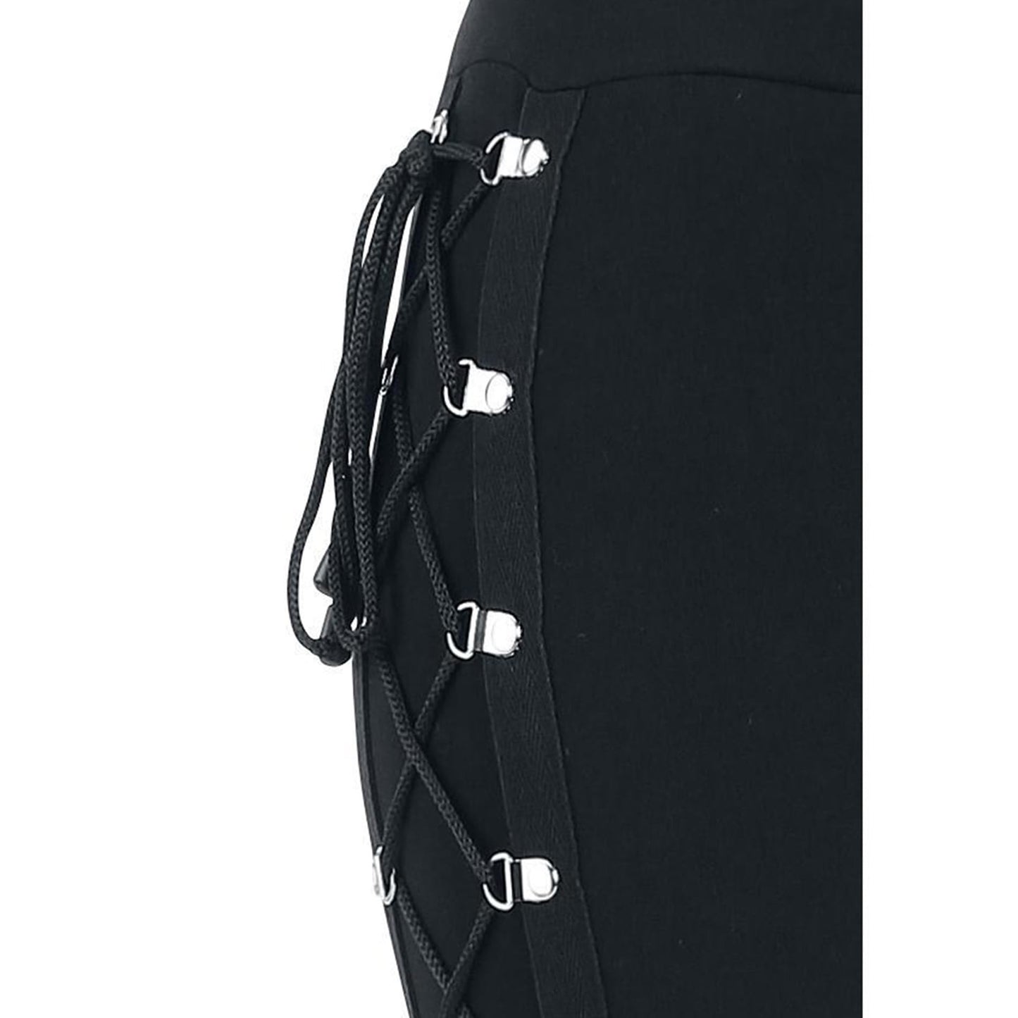 xxxiticat Women's Sexy Black Satin Side Lacing Solid Pants Long Bodycon High Waist Bandage Slim Thick Lace Up Leggings(BL,L)