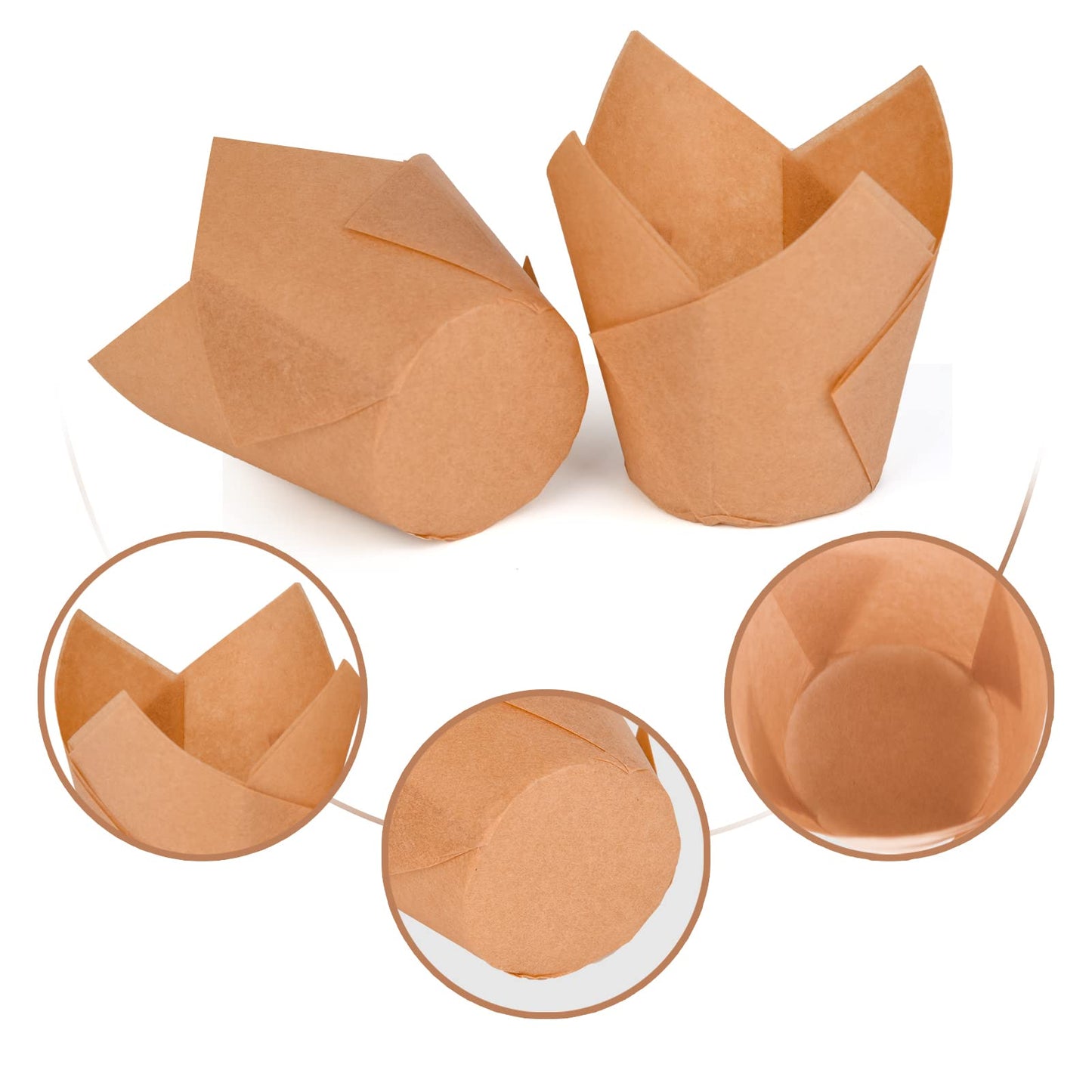 200Pcs Tulip Cupcake Liners Muffin Baking Liners Holders Premium Baking Cups Cupcake Wrappers Christmas Cupcake Lliners for Weddings, Birthdays, Anniversaries, and Special Occasions(Natural)