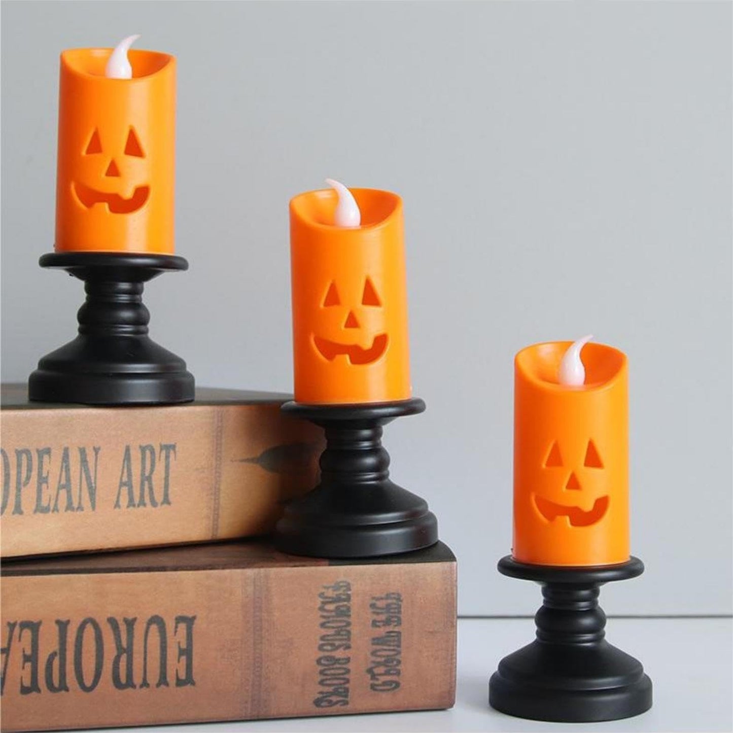 YBB 6PCS Pumpkin Candle Light, Orange Flameless Candle Lights LED Lamps Festival Decor Light for Halloween Party Table Centerpieces
